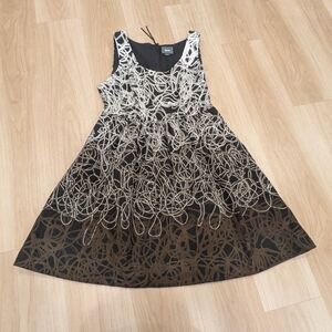 Maeve Brown And Black With Spiral Pattern Mini Dress Size 12